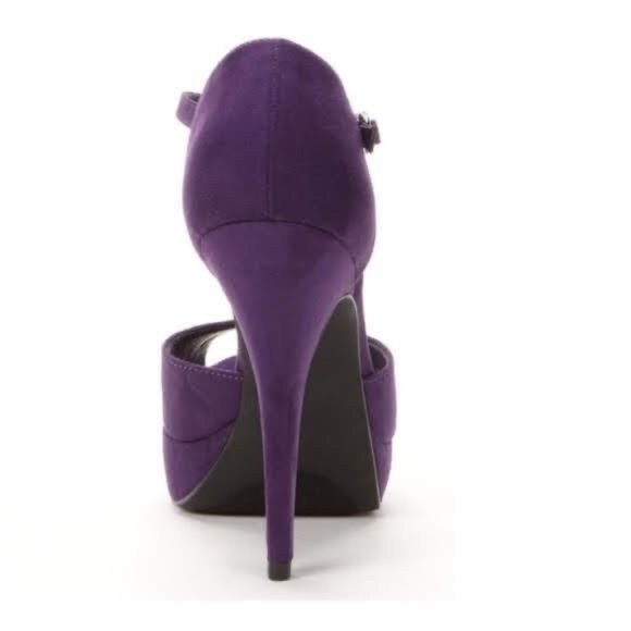 Elle | Peep-Toe Platform Heels, Purple - Picture 5 of 8